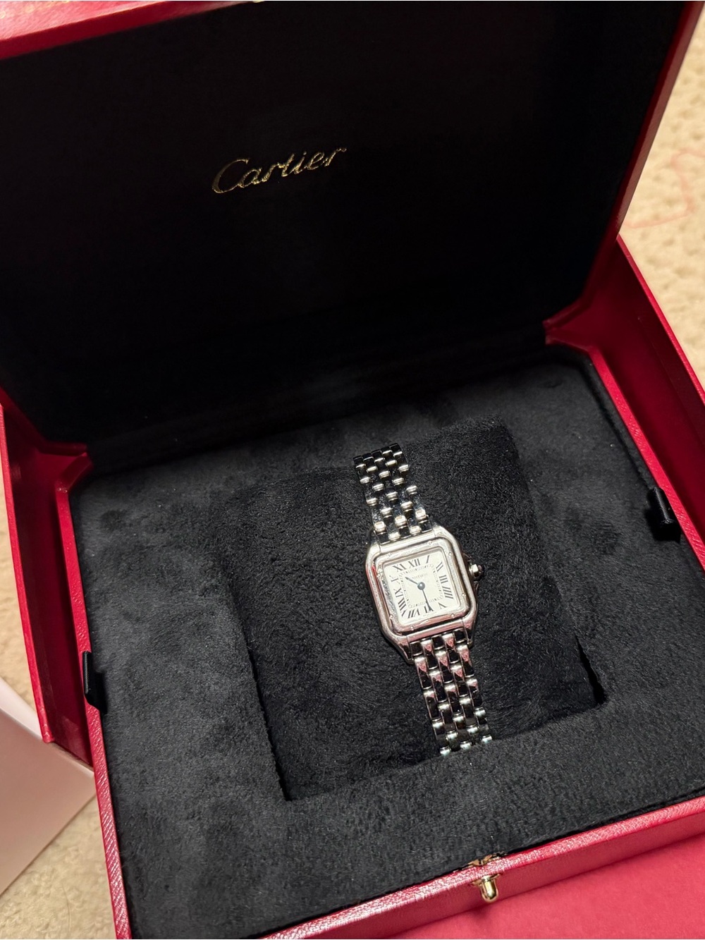 Cartier Silver Stainless Steel Women's Bracelet Watch with Blue Accents - Picture 10 of 13
